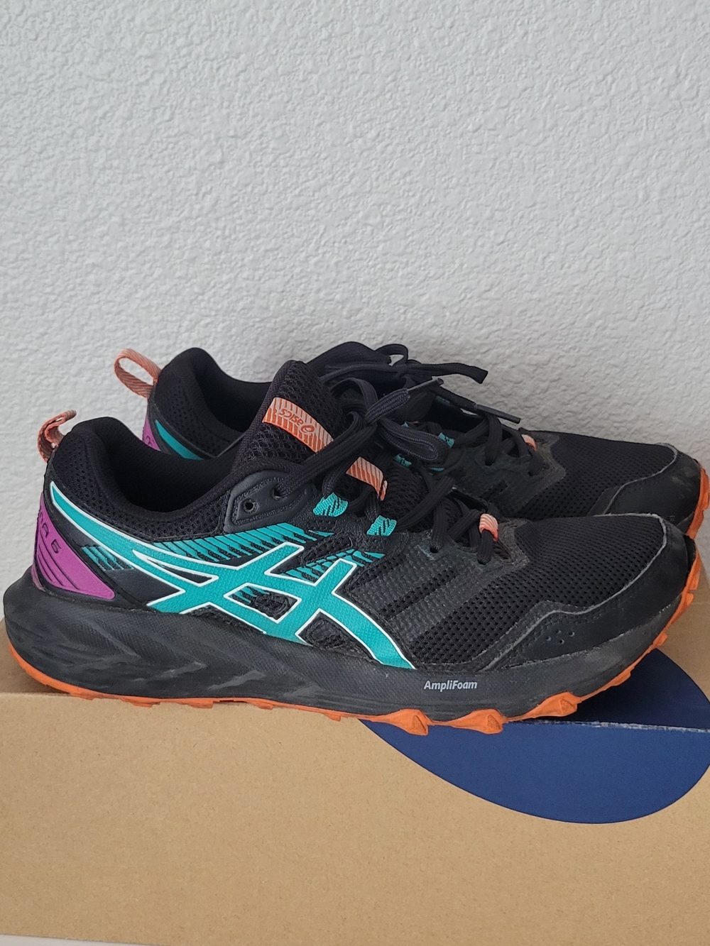 Asics Black Teal Pink Trail Running Shoes